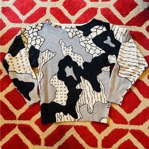 Diane VonFurstenberg wool black/white/gray vintage sweater